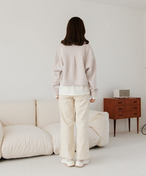 flower（フラワー）の「グリッターコーデュロイジャケット（ノーカラージャケット・レディース・アイボリー/グレー・FREE）」の4枚目の写真