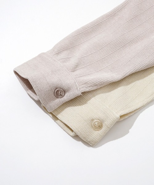 flower（フラワー）の「グリッターコーデュロイジャケット（ノーカラージャケット・レディース・アイボリー/グレー・FREE）」の9枚目の写真