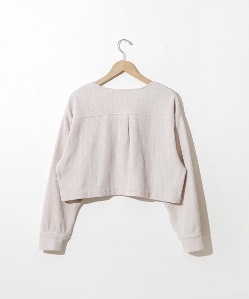 flower（フラワー）の「グリッターコーデュロイジャケット（ノーカラージャケット・レディース・アイボリー/グレー・FREE）」の10枚目の写真