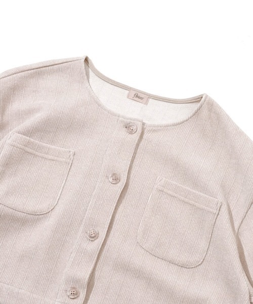 flower（フラワー）の「グリッターコーデュロイジャケット（ノーカラージャケット・レディース・アイボリー/グレー・FREE）」の11枚目の写真