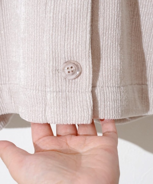 flower（フラワー）の「グリッターコーデュロイジャケット（ノーカラージャケット・レディース・アイボリー/グレー・FREE）」の16枚目の写真