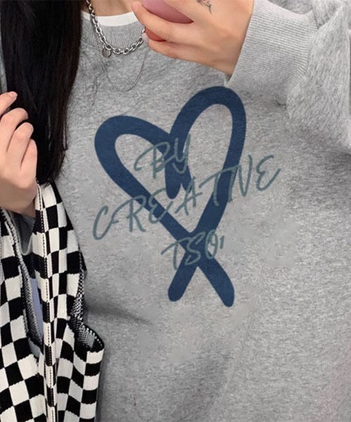 Mayree(メイリー)の「【Mayree】ハート デザイン 長袖 トレーナー スウェット(スウェット・レディース・グレー/ブラック・MEDIUM/LARGE/X-LARGE)」の7枚目の写真