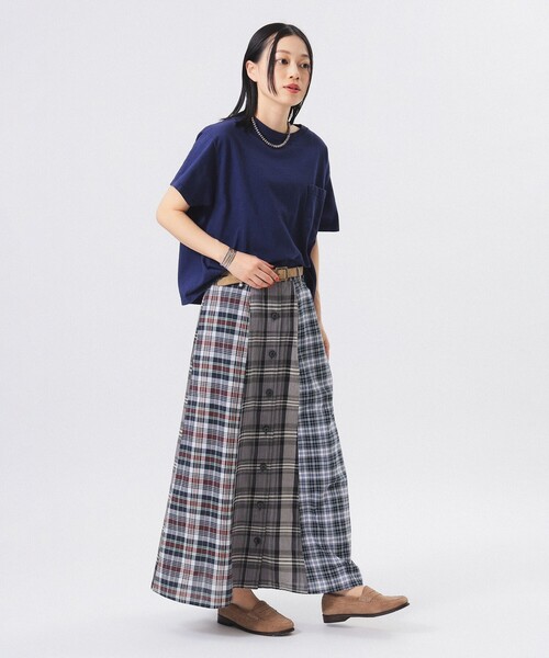 BEAMS BOY バッファローチェックスカート BEAMS BOY（ビームス ボーイ）チェック ロング Aライン スカート