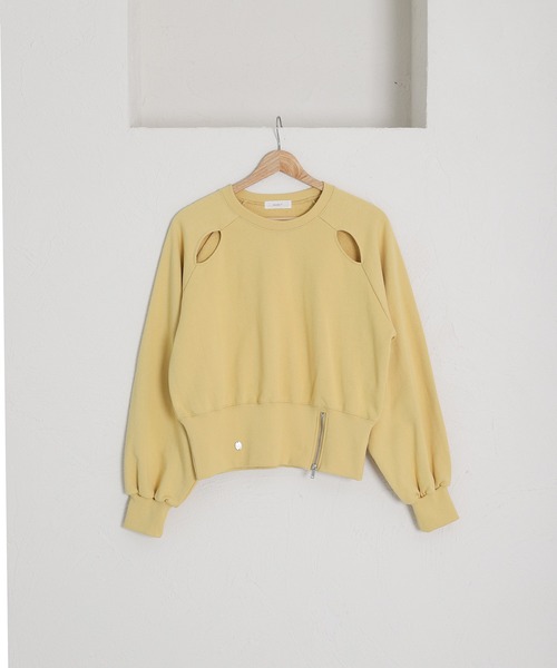 MUHET(ミュエータ)の「zip slit sweatshirt / ジップスリットスウェット(スウェット・レディース・杢グレー/レッド/イエロー・FREE)」の10枚目の写真