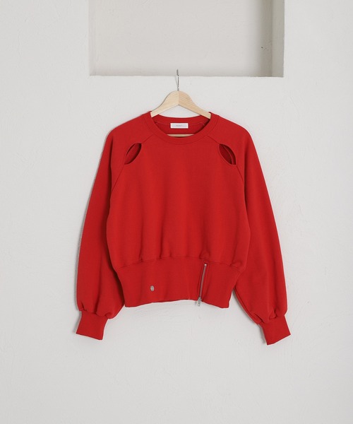 MUHET(ミュエータ)の「zip slit sweatshirt / ジップスリットスウェット(スウェット・レディース・杢グレー/レッド/イエロー・FREE)」の20枚目の写真
