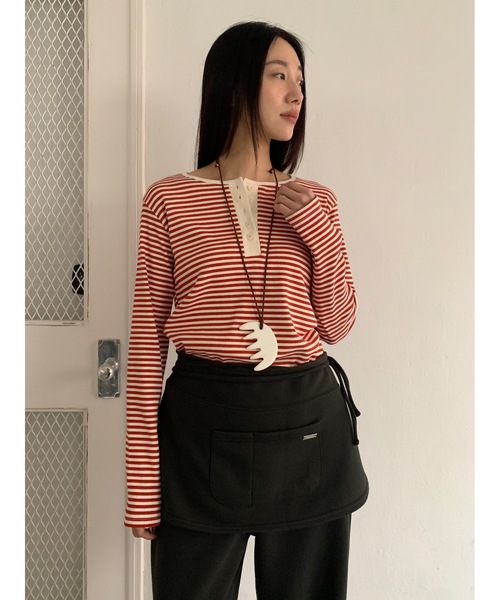 ヘンリーネックボーダーロンTEE（Tシャツ/カットソー）｜Didot