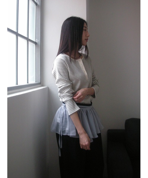 Didot.showroom（ディドット ショールーム）の「ヘンリーネックボーダーロンTEE（Tシャツ/カットソー・レディース・グレー/ブルー/ブラック/レッド・FREE）」の13枚目の写真