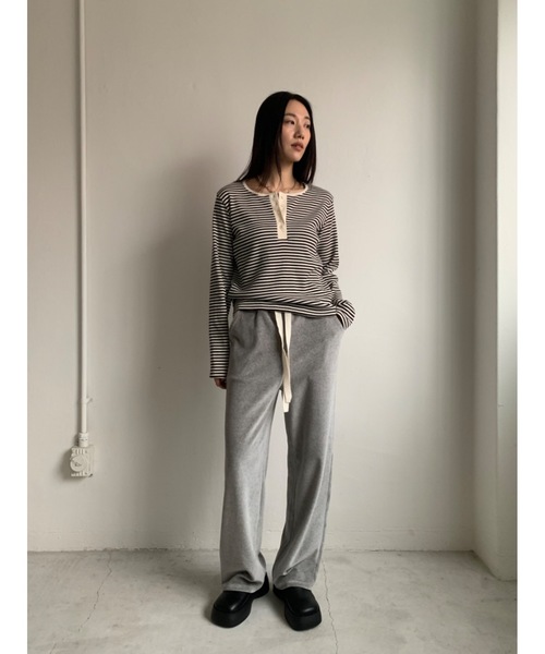 Didot.showroom（ディドット ショールーム）の「ヘンリーネックボーダーロンTEE（Tシャツ/カットソー・レディース・グレー/ブルー/ブラック/レッド・FREE）」の7枚目の写真