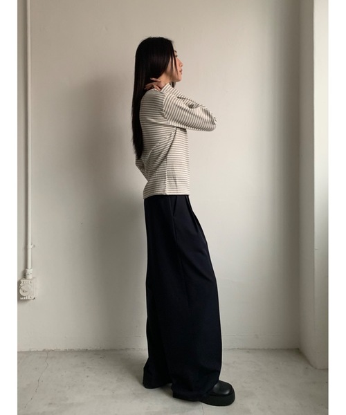 Didot.showroom（ディドット ショールーム）の「ヘンリーネックボーダーロンTEE（Tシャツ/カットソー・レディース・グレー/ブルー/ブラック/レッド・FREE）」の21枚目の写真