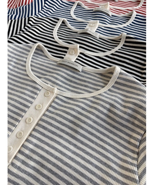 ヘンリーネックボーダーロンTEE（Tシャツ/カットソー）｜Didot
