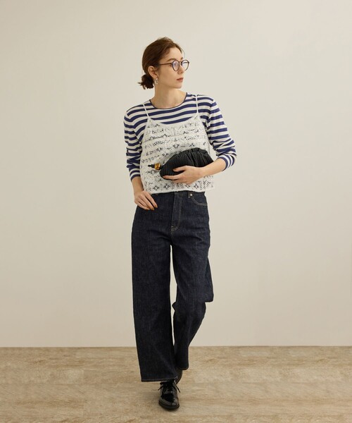 ROPE'(ロペ)の「【洗える】ウォッシャブルシルク 総針ボーダープルオーバー(Tシャツ/カットソー・レディース・ブラック系その他/ブルー系その他4・FREE)」の4枚目の写真