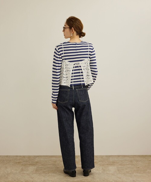 ROPE'(ロペ)の「【洗える】ウォッシャブルシルク 総針ボーダープルオーバー(Tシャツ/カットソー・レディース・ブラック系その他/ブルー系その他4・FREE)」の5枚目の写真