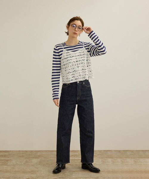 ROPE'(ロペ)の「【洗える】ウォッシャブルシルク 総針ボーダープルオーバー(Tシャツ/カットソー・レディース・ブラック系その他/ブルー系その他4・FREE)」の12枚目の写真