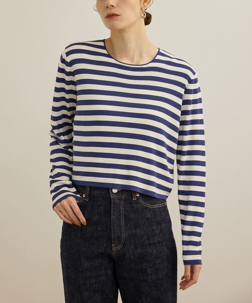 ROPE'(ロペ)の「【洗える】ウォッシャブルシルク 総針ボーダープルオーバー(Tシャツ/カットソー・レディース・ブラック系その他/ブルー系その他4・FREE)」の13枚目の写真