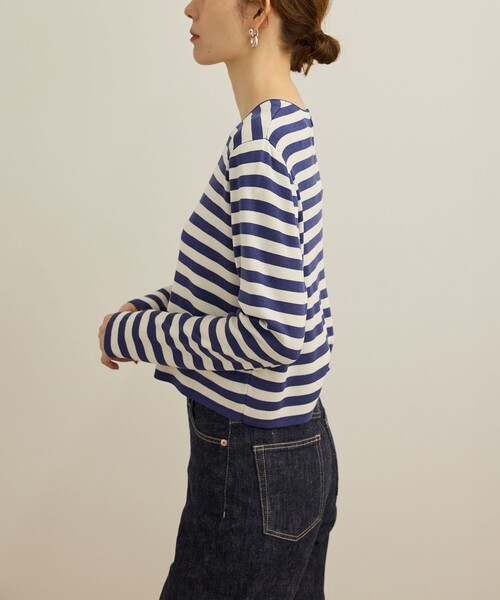 ROPE'(ロペ)の「【洗える】ウォッシャブルシルク 総針ボーダープルオーバー(Tシャツ/カットソー・レディース・ブラック系その他/ブルー系その他4・FREE)」の14枚目の写真