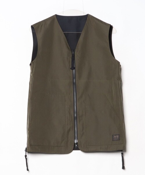 TAION(タイオン) Vネックジップベスト セール】【TAION/タイオン】MILITARY REVERSIBLE V NECK VEST