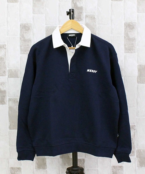 NERDY(ノルディ)の「NERDY ラグビースウェットシャツ RUGBY SWEATSHIRT(ポロシャツ・メンズ・グレー/クリーム/ネイビー・S/M/L)」の3枚目の写真