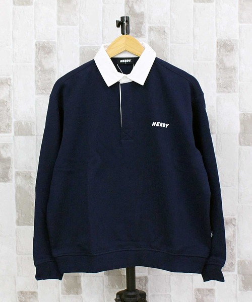 NERDY(ノルディ)の「NERDY ラグビースウェットシャツ RUGBY SWEATSHIRT(ポロシャツ・メンズ・グレー/クリーム/ネイビー・S/M/L)」の16枚目の写真
