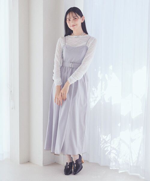 earth music&ecology(アースミュージックアンドエコロジー)の「ベルト付きキャミワンピース(ワンピース・レディース・グレー/ライトベージュ/ブラック・FREE)」の11枚目の写真