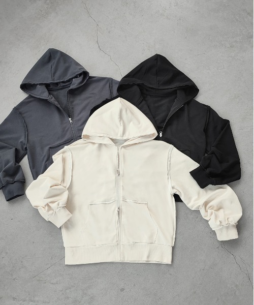 ad thie(アドティエ)の「アウトシーム ダブルジップパーカー(パーカー・レディース・チャコール/ブラック/アイボリー・FREE)」の21枚目の写真