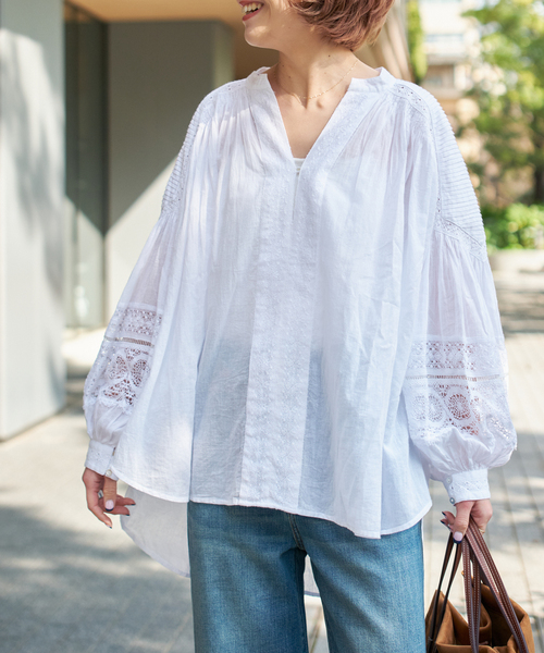 ne Quittez pas / ヌキテパ COTTON VOILE LACE PIN T（シャツ/ブラウス 
