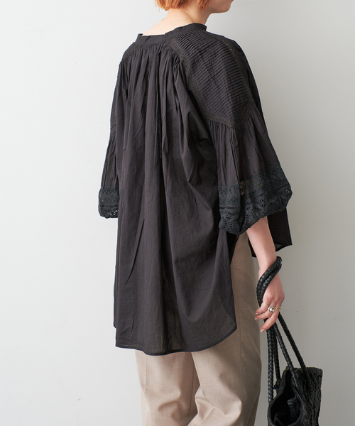 セール】ne Quittez pas / ヌキテパ COTTON VOILE LACE PIN T