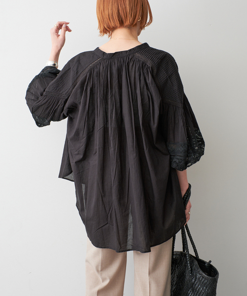 Spick & Span(スピックアンドスパン)の「ne Quittez pas / ヌキテパ COTTON VOILE LACE PIN T(シャツ/ブラウス・レディース・ホワイト/ブラック・FREE)」の9枚目の写真