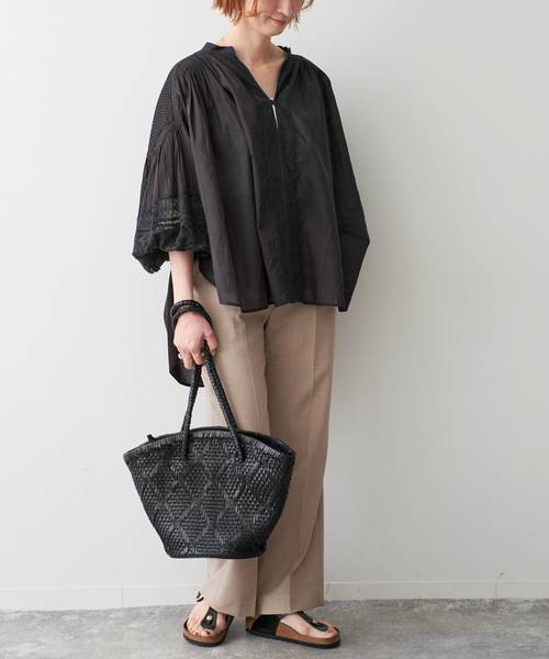 Spick & Span(スピックアンドスパン)の「ne Quittez pas / ヌキテパ COTTON VOILE LACE PIN T(シャツ/ブラウス・レディース・ホワイト/ブラック・FREE)」の10枚目の写真