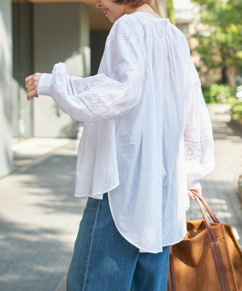Spick & Span(スピックアンドスパン)の「ne Quittez pas / ヌキテパ COTTON VOILE LACE PIN T(シャツ/ブラウス・レディース・ホワイト/ブラック・FREE)」の13枚目の写真
