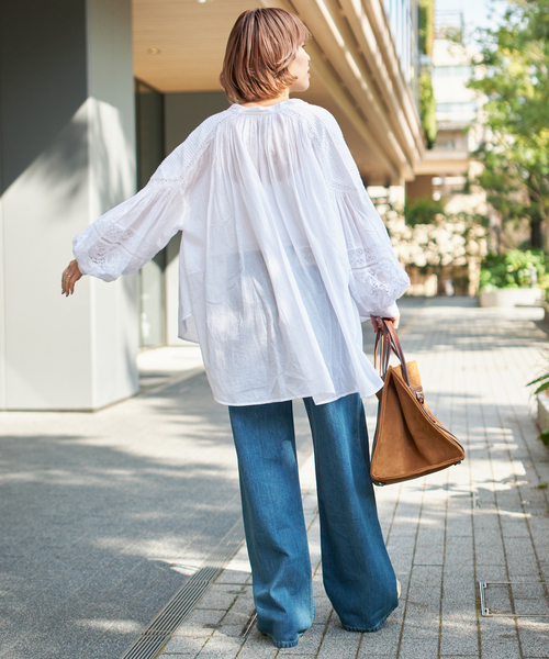 Spick & Span(スピックアンドスパン)の「ne Quittez pas / ヌキテパ COTTON VOILE LACE PIN T(シャツ/ブラウス・レディース・ホワイト/ブラック・FREE)」の17枚目の写真