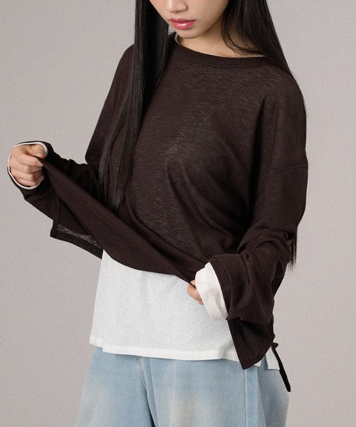 apres jour mignon(アプレジュールミニョン)の「シアートップス(Tシャツ/カットソー・レディース・オフホワイト/ピンク/ブラック/ミント/オレンジ/イエロー/ブルー/ピンクベージュ/ブラウン系その他/グリーン・X-LARGE/フリー)」の4枚目の写真