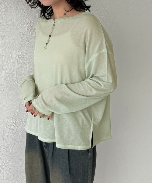 apres jour mignon(アプレジュールミニョン)の「シアートップス(Tシャツ/カットソー・レディース・オフホワイト/ピンク/ブラック/ミント/オレンジ/イエロー/ブルー/ピンクベージュ/ブラウン系その他/グリーン・X-LARGE/フリー)」の6枚目の写真