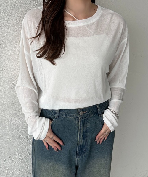 apres jour mignon(アプレジュールミニョン)の「シアートップス(Tシャツ/カットソー・レディース・オフホワイト/ピンク/ブラック/ミント/オレンジ/イエロー/ブルー/ピンクベージュ/ブラウン系その他/グリーン・X-LARGE/フリー)」の20枚目の写真