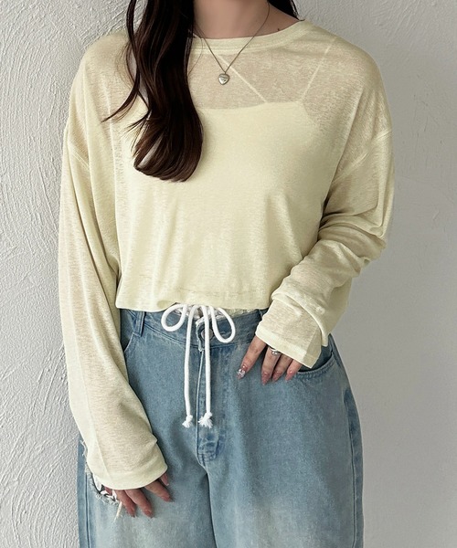apres jour mignon(アプレジュールミニョン)の「シアートップス(Tシャツ/カットソー・レディース・オフホワイト/ピンク/ブラック/ミント/オレンジ/イエロー/ブルー/ピンクベージュ/ブラウン系その他/グリーン・X-LARGE/フリー)」の19枚目の写真