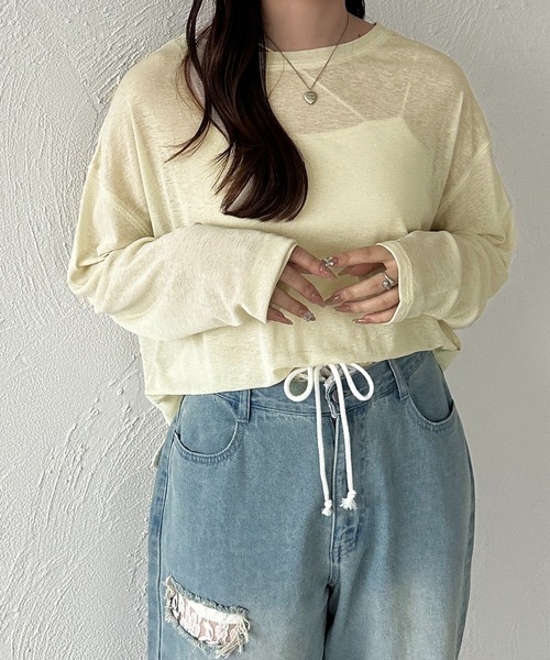 apres jour mignon(アプレジュールミニョン)の「シアートップス(Tシャツ/カットソー・レディース・オフホワイト/ピンク/ブラック/ミント/オレンジ/イエロー/ブルー/ピンクベージュ/ブラウン系その他/グリーン・X-LARGE/フリー)」の16枚目の写真