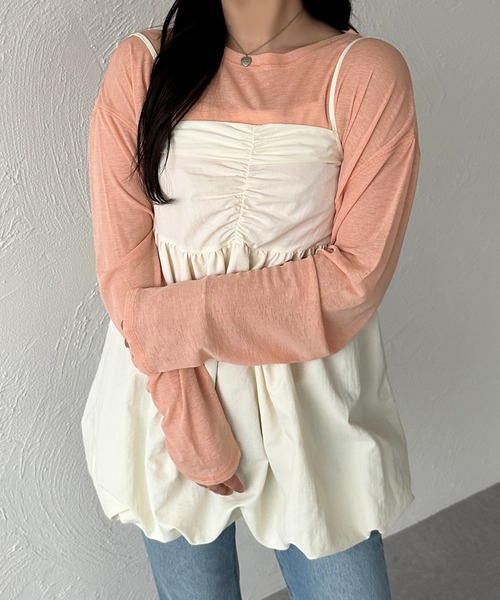 apres jour mignon(アプレジュールミニョン)の「シアートップス(Tシャツ/カットソー・レディース・オフホワイト/ピンク/ブラック/ミント/オレンジ/イエロー/ブルー/ピンクベージュ/ブラウン系その他/グリーン・X-LARGE/フリー)」の14枚目の写真