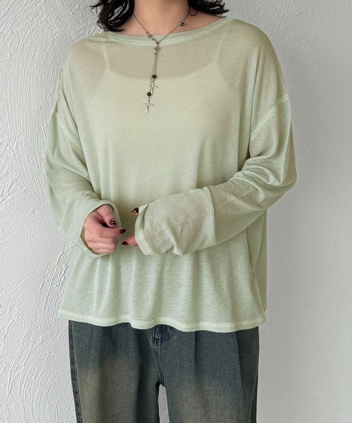 apres jour mignon(アプレジュールミニョン)の「シアートップス(Tシャツ/カットソー・レディース・オフホワイト/ピンク/ブラック/ミント/オレンジ/イエロー/ブルー/ピンクベージュ/ブラウン系その他/グリーン・X-LARGE/フリー)」の22枚目の写真