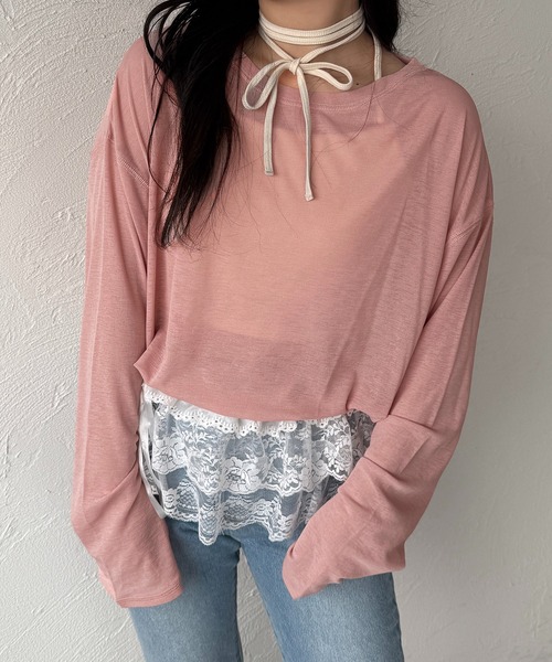 apres jour mignon(アプレジュールミニョン)の「シアートップス(Tシャツ/カットソー・レディース・オフホワイト/ピンク/ブラック/ミント/オレンジ/イエロー/ブルー/ピンクベージュ/ブラウン系その他/グリーン・X-LARGE/フリー)」の12枚目の写真