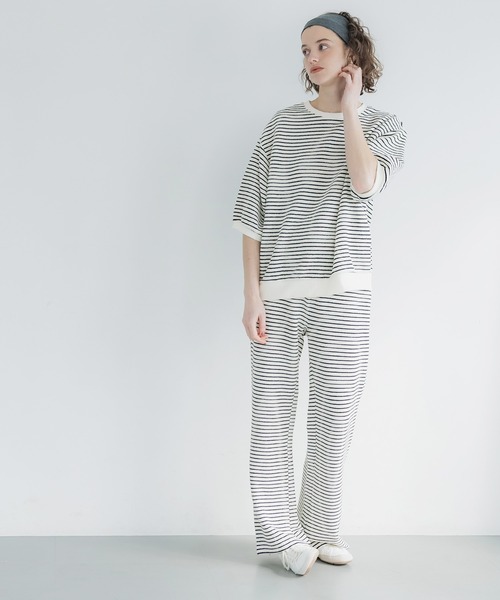 coca(coca)(コカ)の「膨れボーダーイージーパンツ(その他パンツ・レディース・アイボリー/ブラック・S/L/M)」の8枚目の写真