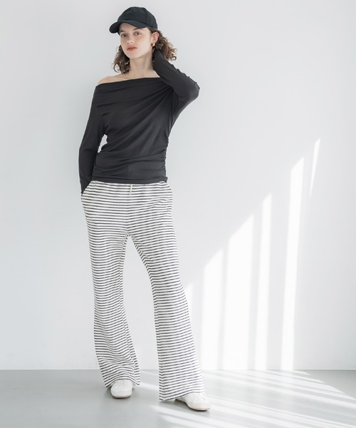 coca(coca)(コカ)の「膨れボーダーイージーパンツ(その他パンツ・レディース・アイボリー/ブラック・S/L/M)」の6枚目の写真