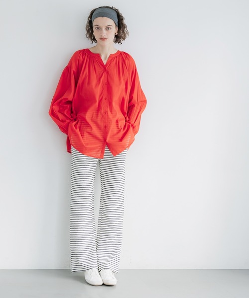 coca(coca)(コカ)の「膨れボーダーイージーパンツ(その他パンツ・レディース・アイボリー/ブラック・S/L/M)」の4枚目の写真