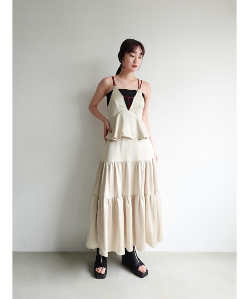 sahara（サハラ）の「2way T-Strap Tiered Dress（ワンピース・レディース・ブラック/ライトブルー/ベージュ・FREE）」の5枚目の写真