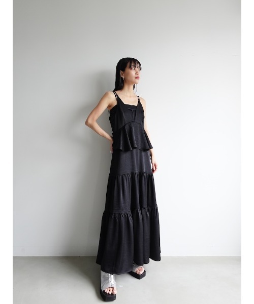 サハラ　ワンピース　ブラック 2way T-Strap Tiered Dress（ワンピース）｜sahara（サハラ）の
