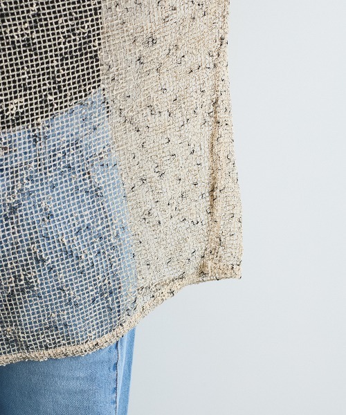 ENIM BY VICKY(エニムバイビッキー)の「カットメッシュニット≪手洗い可能≫(ニット/セーター・レディース・ブラック/オフホワイト・M)」の7枚目の写真
