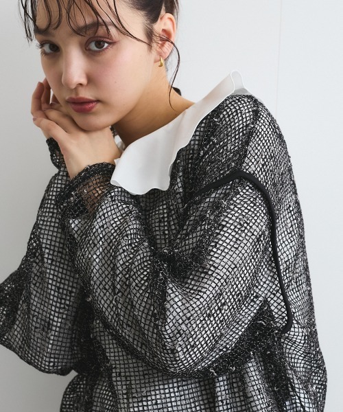 ENIM BY VICKY(エニムバイビッキー)の「カットメッシュニット≪手洗い可能≫(ニット/セーター・レディース・ブラック/オフホワイト・M)」の18枚目の写真