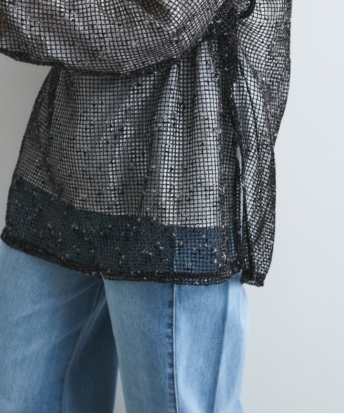 ENIM BY VICKY(エニムバイビッキー)の「カットメッシュニット≪手洗い可能≫(ニット/セーター・レディース・ブラック/オフホワイト・M)」の17枚目の写真