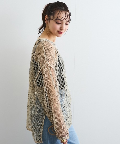 ENIM BY VICKY(エニムバイビッキー)の「カットメッシュニット≪手洗い可能≫(ニット/セーター・レディース・ブラック/オフホワイト・M)」の11枚目の写真
