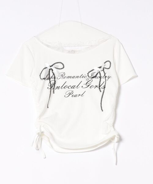 GEMEDA(ジェメダ)の「リボンプリントシャーリングトップス(Tシャツ/カットソー・レディース・ブラック/グレー/ホワイト・M)」の10枚目の写真