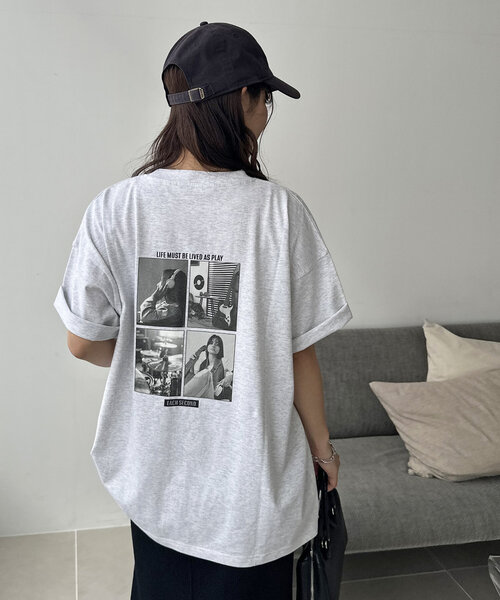 DISCOAT(ディスコート)の「【WEB限定】モノクロフォトバックプリントTシャツ(Tシャツ/カットソー・レディース・チャコールグレー/アイボリー/ホワイト・MEDIUM)」の11枚目の写真