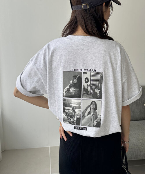 DISCOAT(ディスコート)の「【WEB限定】モノクロフォトバックプリントTシャツ(Tシャツ/カットソー・レディース・チャコールグレー/アイボリー/ホワイト・MEDIUM)」の12枚目の写真